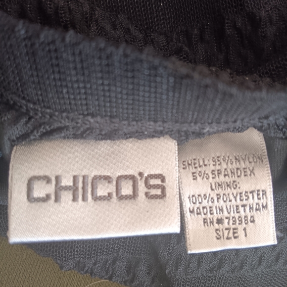 Chico's Black Lace overlay Tiered sheer Midi Skirt Gypsy Broom 1(8-10) - Picture 5 of 5